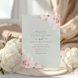 Romantic Pale Pink Roses Wedding Invitation