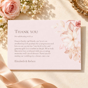 Romantic Pale Pink Roses Wedding Thank You Card