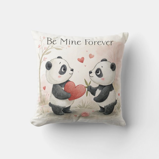 Romantic Panda Card – Be Mine Forever Cushion (Front)