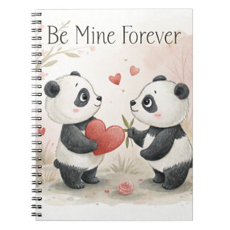 Romantic Panda Card – Be Mine Forever Notebook