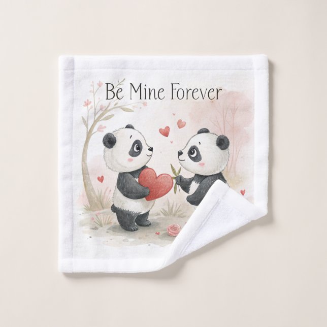 Romantic Panda Card – Be Mine Forever Wash Cloth (Wash Cloth)