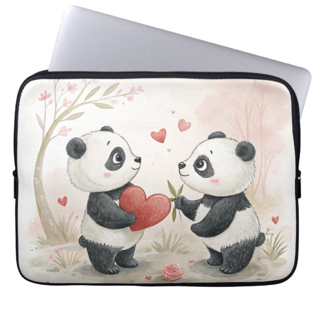 Romantic Panda Card  Laptop Sleeve (Front)