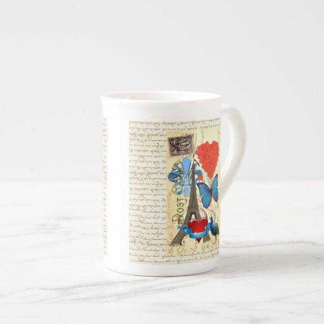 Romantic Paris collage Bone China Mug (Front Right)
