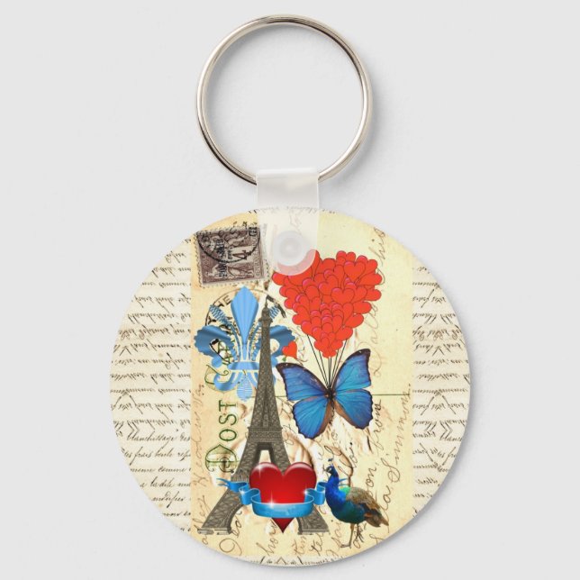 Romantic Paris collage Key Ring (Front)