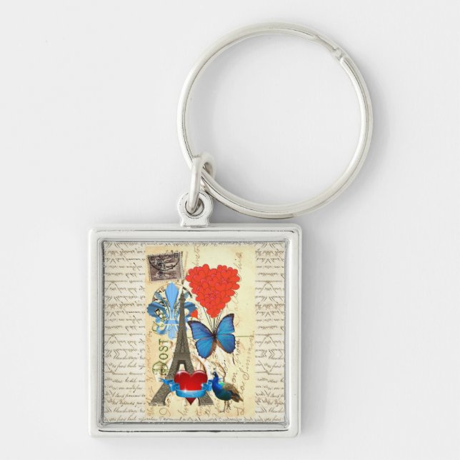 Romantic Paris collage Key Ring (Front)