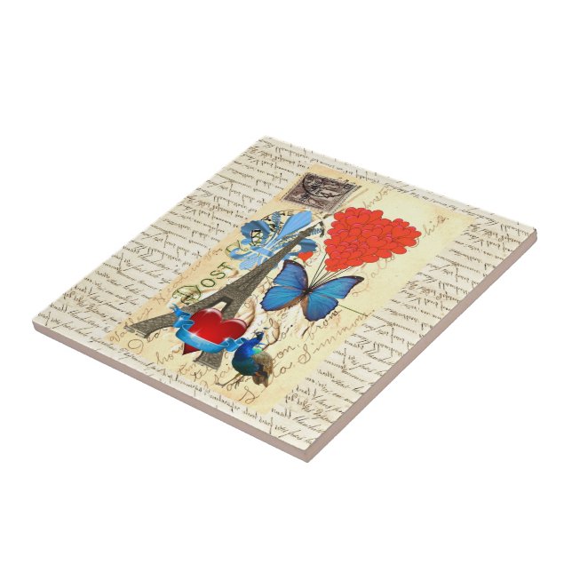 Romantic Paris collage Tile (Side)