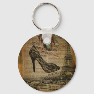 romantic Paris eiffel tower girly lace stiletto Key Ring