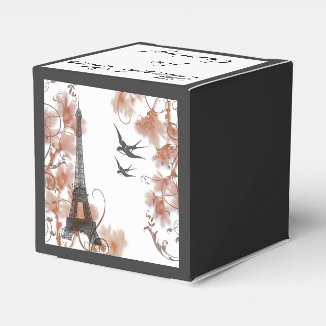 Romantic Paris Eiffel Tower wedding favour box (Back Side)