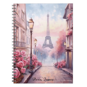 Romantic Paris France – Eiffel Tower Floral Notebook