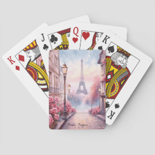 Romantic Paris France – Eiffel Tower Floral Playing Cards