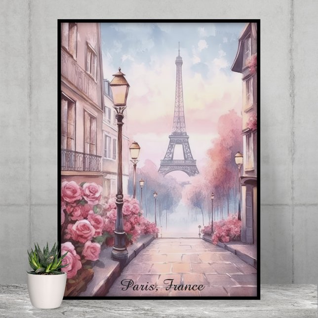 Romantic Paris France – Eiffel Tower Floral Poster (Romantic Paris France – Eiffel Tower Floral Poster)