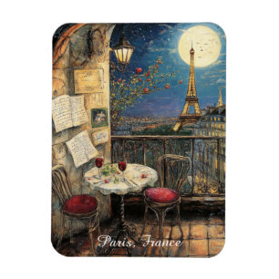 Romantic Paris France Eiffel Tower Illustration Magnet