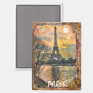 Romantic Paris France Vintage Artwork Magnet