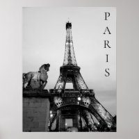 Romantic Paris Lit Up Eiffel Tower Black White