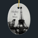 Romantic Paris Lit Up Eiffel Tower Wedding Ceramic Ornament<br><div class="desc">A unique view of The Eiffel Tower lit up for Valentines Day. These ornaments are perfect for weddings and anniversaries. This romantic photograph was taken while on my honeymoon in Paris on Valentines Day. It doesn’t get more romantic than that.</div>