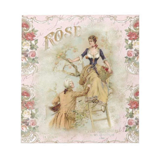 Romantic Paris Lovers pink shabbychic Notepad (Front)