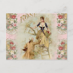 Romantic Paris Lovers pink shabbychic Postcard