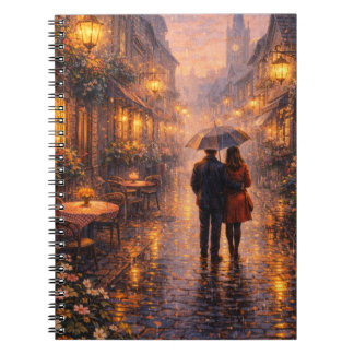 Romantic Paris Rain Spiral Notebook