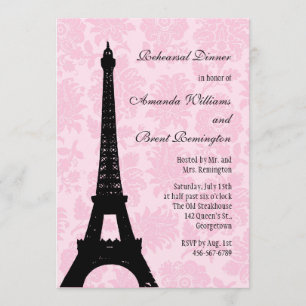 Romantic Paris Rehearsal Dinner Invitation