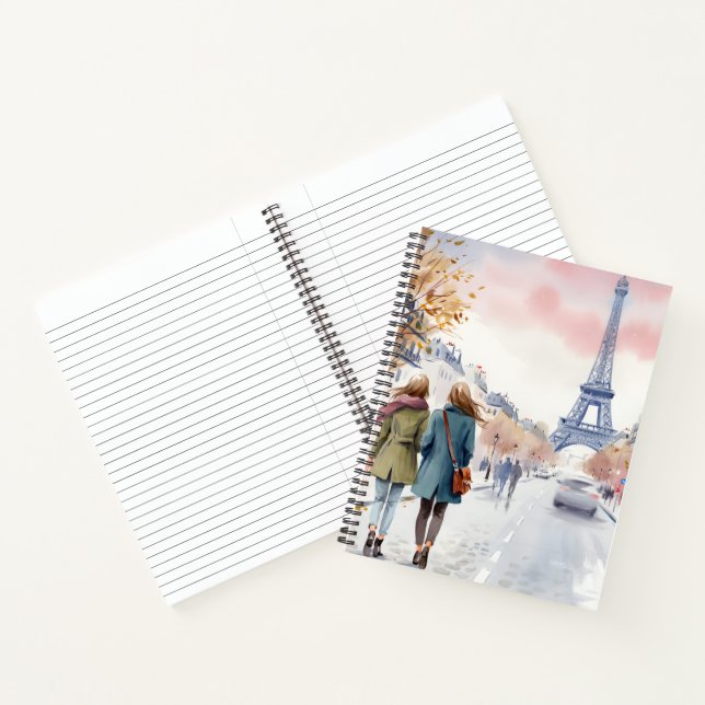 Romantic Paris Street Scene Print Notebook (Inside)