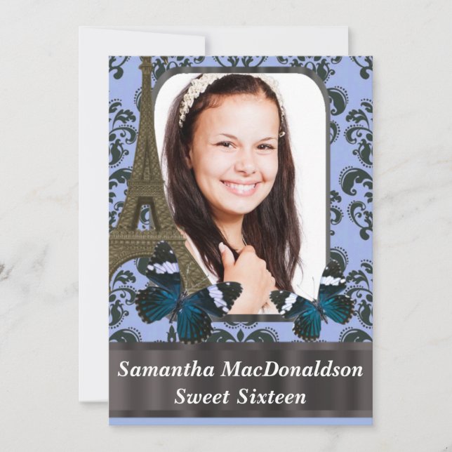 Romantic Paris  sweet sixteen birthday Invitation (Front)