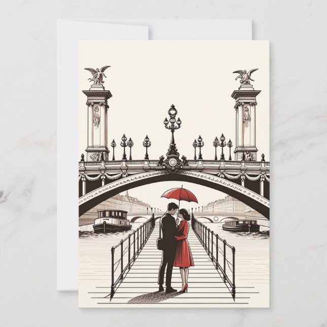 Romantic Parisian Love Card - Celebrate Your Love  (Front)