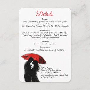Romantic Parisian Red Umbrella  Love Silhouette Enclosure Card