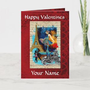 Romantic Parisian Valentines day Holiday Card