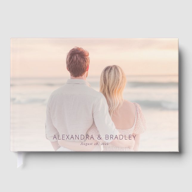 Romantic Pastel Beach Photo Guest Book (Front)