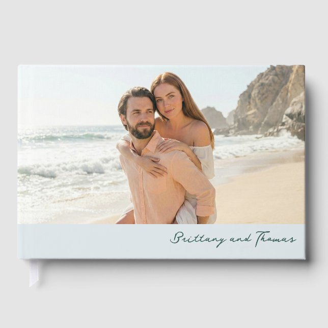 Romantic Pastel Beach Photo Guest Book (Front)