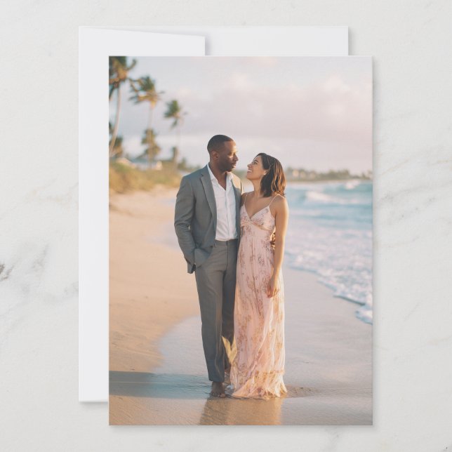 Romantic Pastel Beach Photo Invitation (Front)