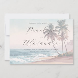 Romantic Pastel Beach Waves Invitation