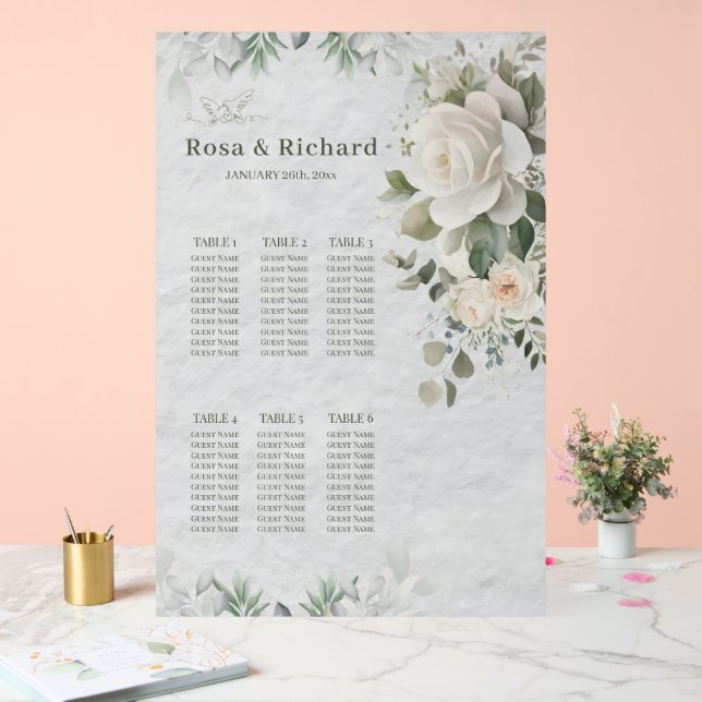 Romantic Pastel Botanical Wedding Seating Chart  (Wedding)