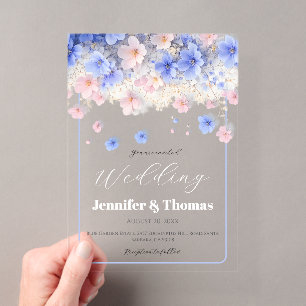 Romantic Pastel Cottagecore Wildflowers Wedding Acrylic Invitations