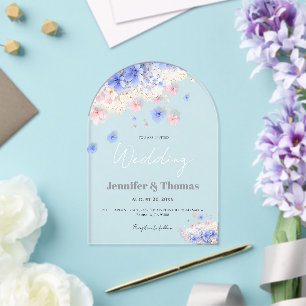 Romantic Pastel Cottagecore Wildflowers Wedding Acrylic Invitations