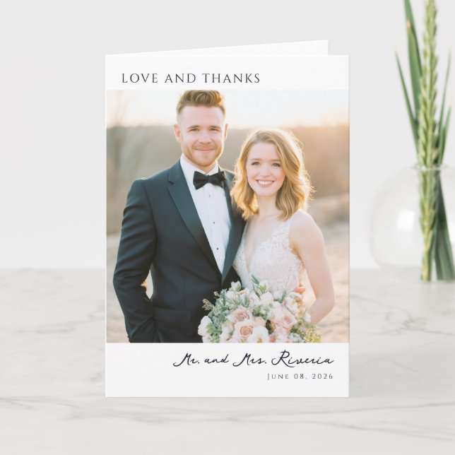 Romantic Pastel Elegant Photo Thank You Card (Front)