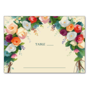 Romantic Pastel Floral Arch Table Number