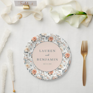 Romantic Pastel Floral Garden Paper Plate