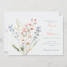 Romantic pastel floral Wedding Invitation