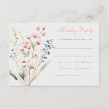 Romantic pastel floral Wedding RSVP Card