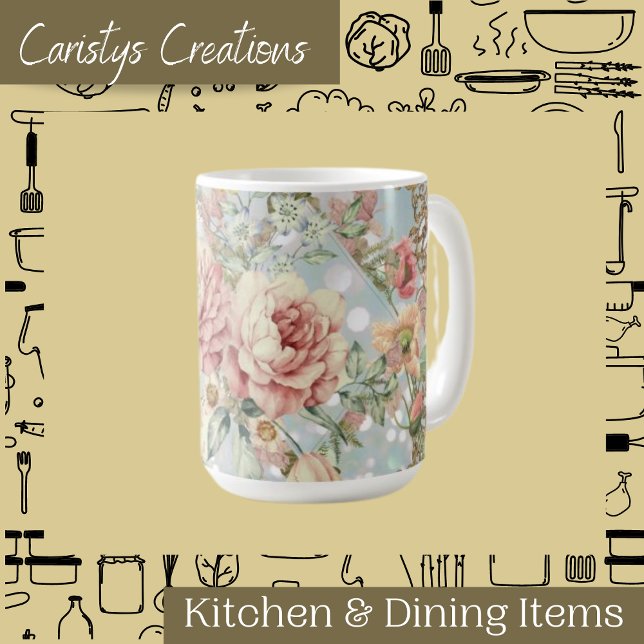 Romantic Pastel Florals Blues    Coffee Mug (Creator Uploaded)