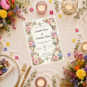 Romantic Pastel Garden Elegance Wedding Invitation