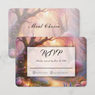 Romantic Pastel Garden Path Lantern Wedding RSVP Card