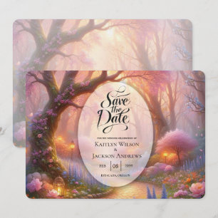 Romantic Pastel Garden Path Lantern Wedding Save The Date