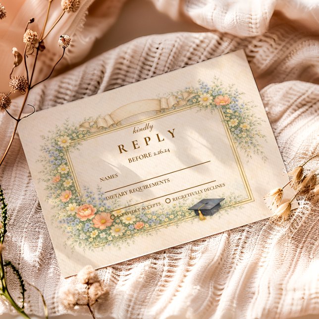 Romantic Pastel Graduation Party RSVP Card (Creator Uploaded)