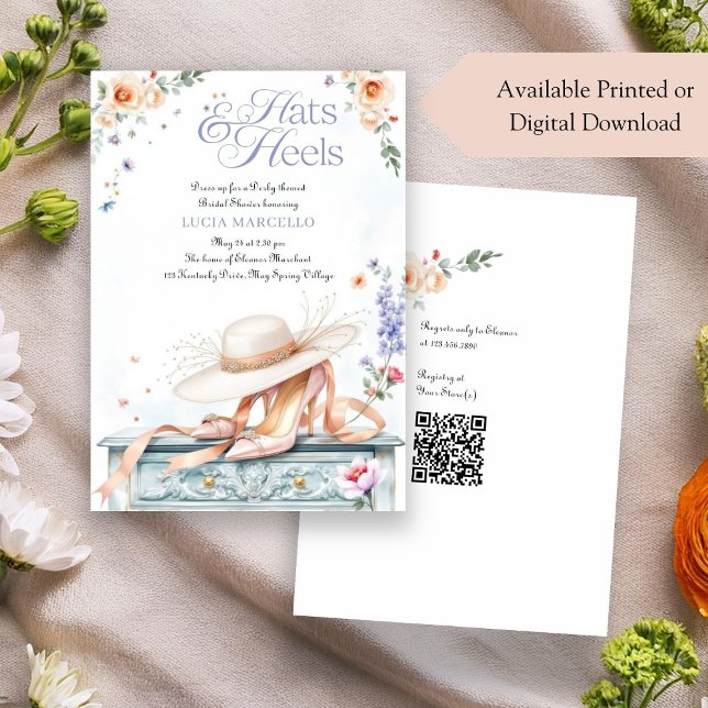 Romantic Pastel Hats and Heels Derby Bridal Shower Invitation (Creator Uploaded)