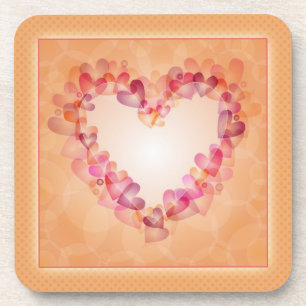 Romantic pastel hearts and abstract shapes design coaster