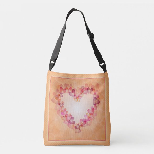 Romantic pastel hearts and abstract shapes design crossbody bag (Back)