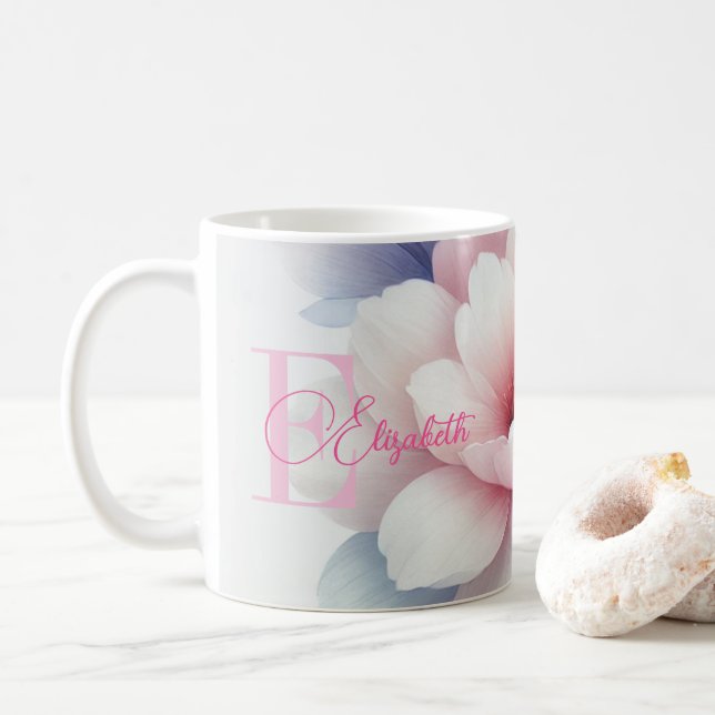 Romantic Pastel Personalised Mug – Custom Monogram (With Donut)