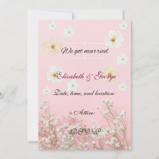Romantic Pastel Pink and White Floral Wedding Invi Card